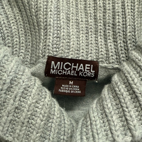 Michael Kors Gray Cotton Pullover Long Sleeve Cowl Neck Sweater - Picture 2 of 3